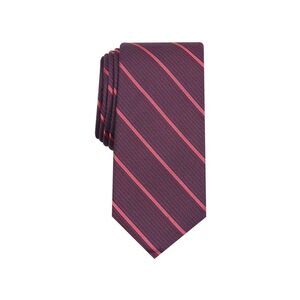 NWT ALFANI Mens Maroon Repp Stripe Iridescent Slim Neck Tie
